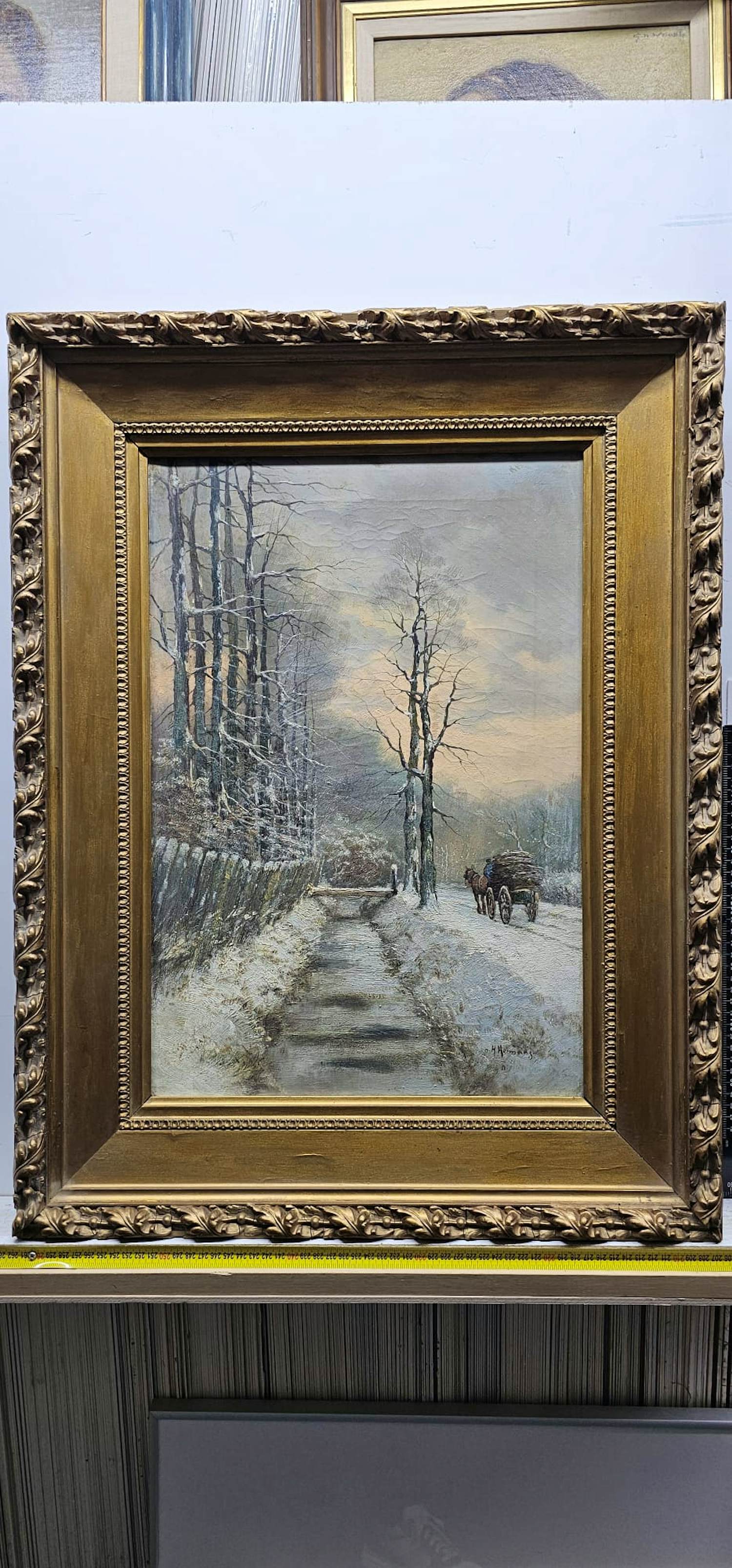 H. Hermans - Winterlandschap met Paard en wagen vol hout kopen? Bied vanaf 30!