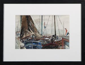 Piet Rozendaal - Aquarel, Rotterdam - Ingelijst kopen? Bied vanaf 50!