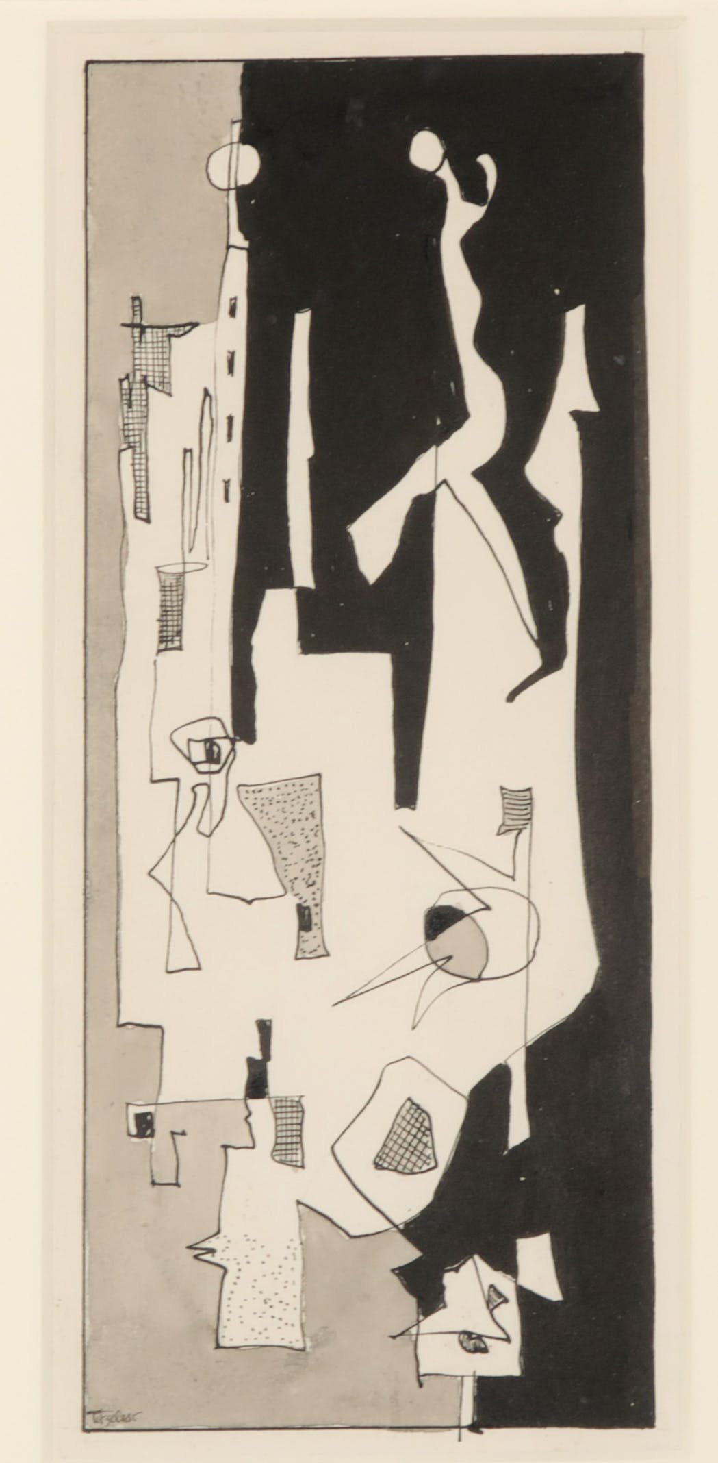 Henri Titselaar - Inkttekening, Abstracte compositie + boek - Ingelijst kopen? Bied vanaf 50!