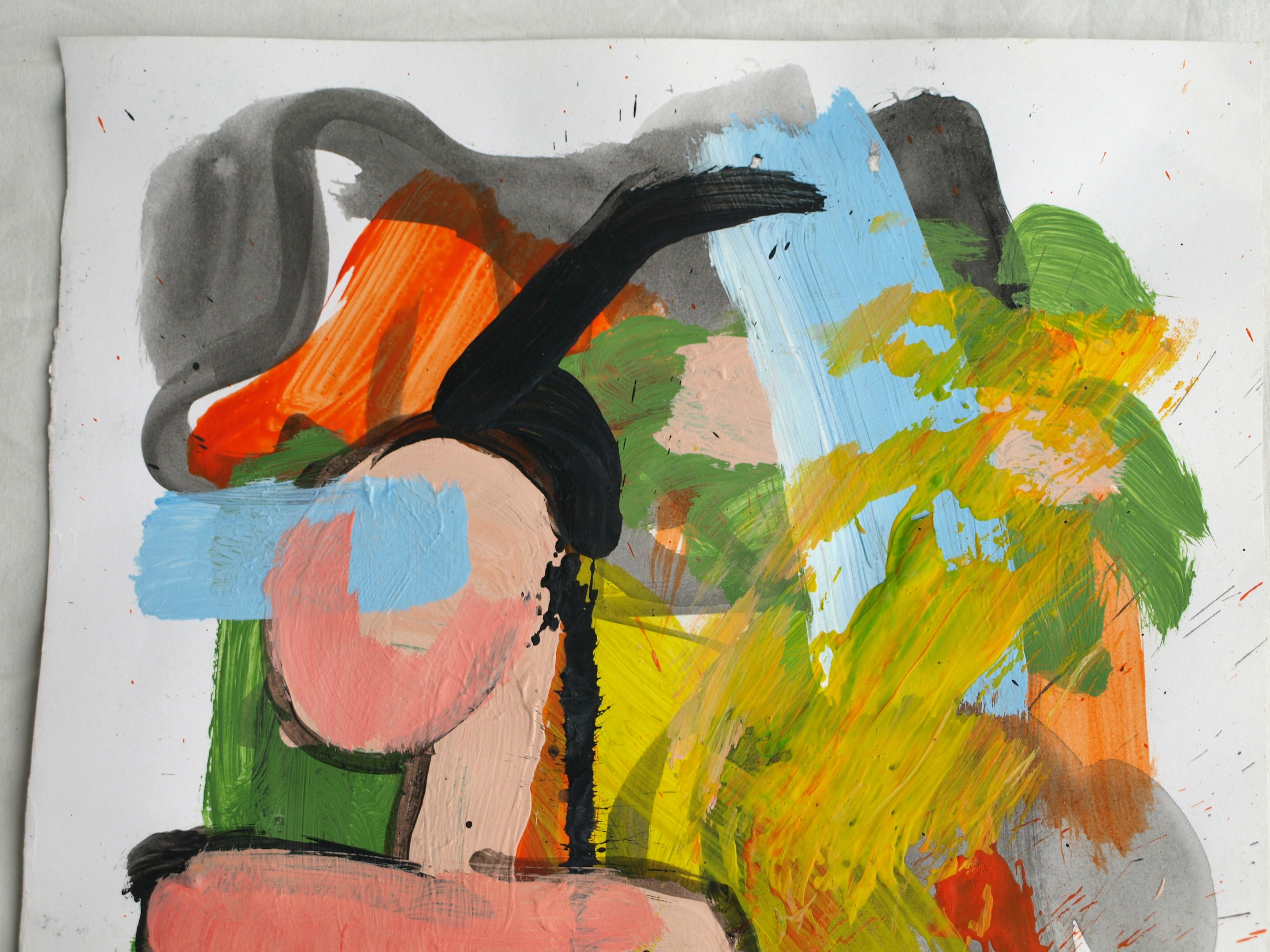 Peter Klashorst - Acrylverf op papier – Naakt in een abstract landschap 1 - 2016 kopen? Bied vanaf 30!