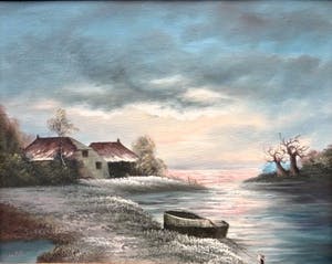 Jan de Kok - Verstild Winters Waterlandschap - in fraaie vergulden lijst(!) kopen? Bied vanaf 10!