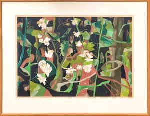 Vincent van Ojen - Abstract landschap met witte lelies verkocht voor € 50!