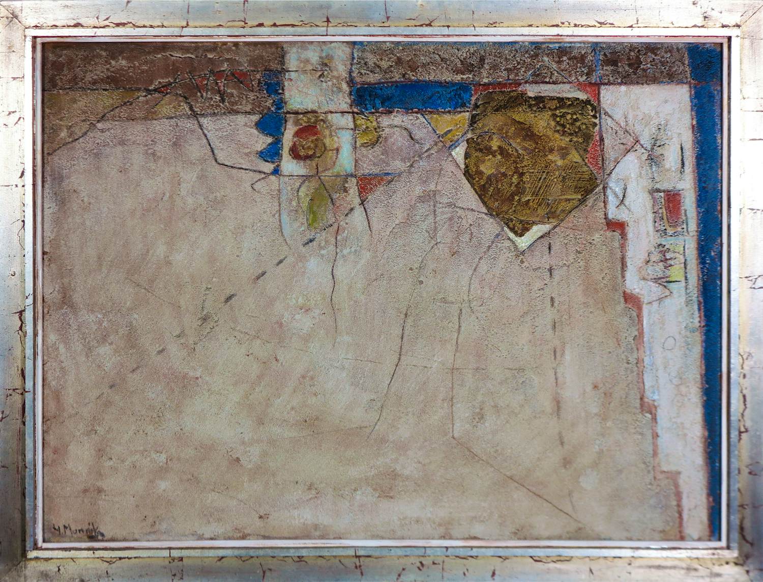 Henk Munnik - Acryl, viltstift en zand op paneel, Zonder titel - Ingelijst kopen? Bied vanaf 150!