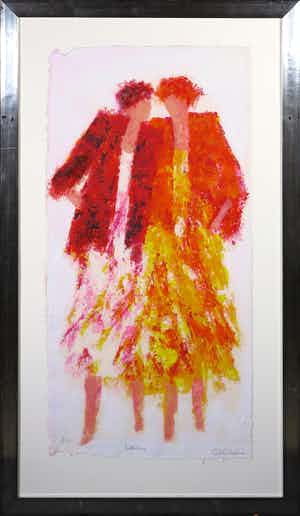 Wil Willemsen - Zeefdruk op geschept papier, Walking - Ingelijst (Groot) verkocht voor € 50!