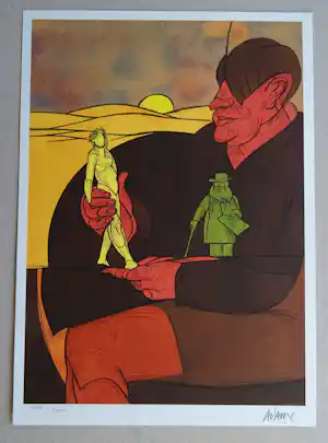 Valerio Adami - Statuette - kleuren - lithografie 1982 -handgesigneerd en genummerd verkauft für € 70!