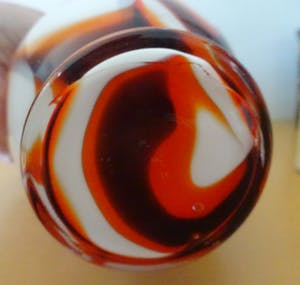 Carlo Moretti - opaline vaas met gekleurde vlammen- apart zeldzaam model kopen? Bied vanaf 45!