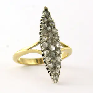 14k geel goud met zilver ring bezet met roos diamanten tot. 0.30ct – G/H – SI kopen? Bied vanaf 510!