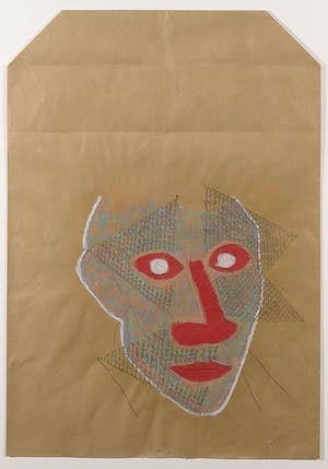 Dirk Celis - Gemengde techniek op kraftpapier, Zonder titel - Ingelijst kopen? Bied vanaf 50!