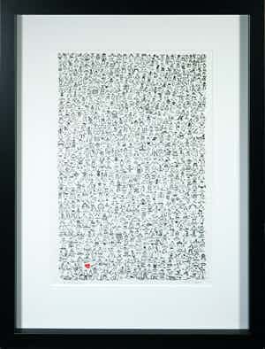 Wim Heesakkers - Zeefdruk, Familie - Ingelijst verkocht voor € 35!