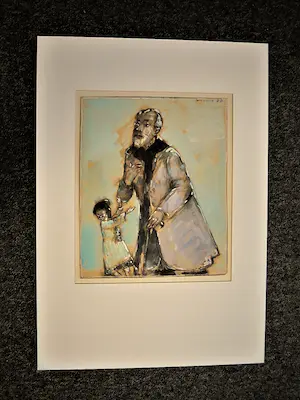 Niet of onleesbaar gesigneerd - Interessant in 1908 geschilderde gem Techniek "man en kind" gesigneerd kopen? Bied vanaf 1!