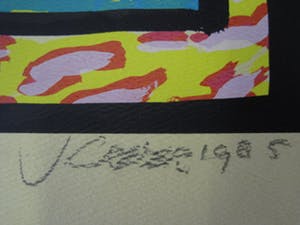 Niet of onleesbaar gesigneerd - Grote gesigneerde abstracte zeefdruk 1985 kopen? Bied vanaf 10!