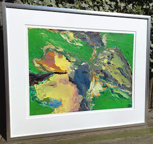 Jan Commandeur - Abstracte compositie, olieverf op karton (mooi ingelijst) kopen? Bied vanaf 295!