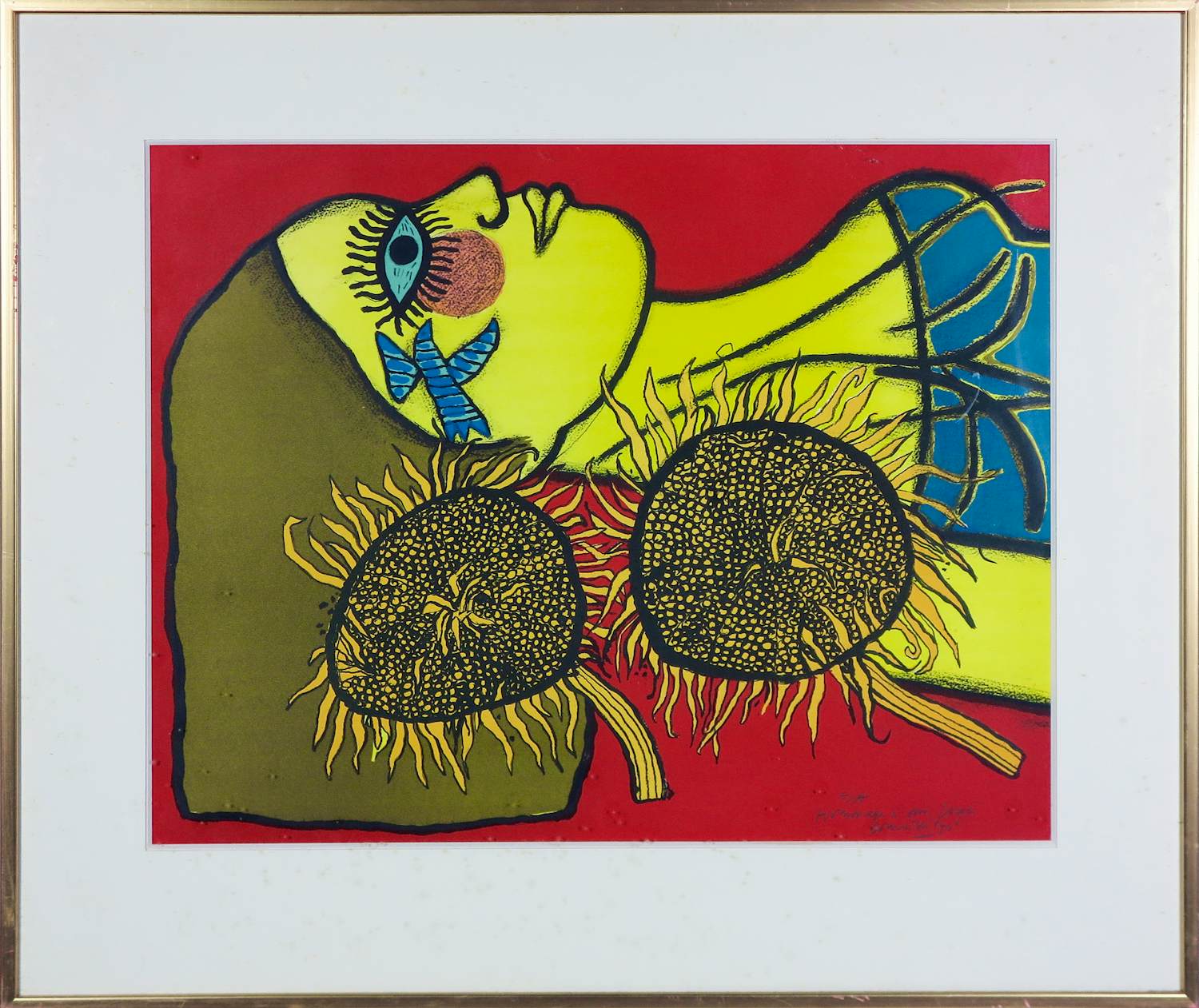 Corneille - Zeefdruk, Hommage á van Gogh - Ingelijst verkocht voor € 200!