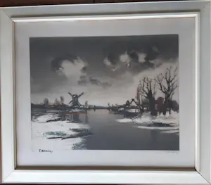 Roger Hebbelinck - Winterlandschap aan de Leie kopen? Bied vanaf 50!