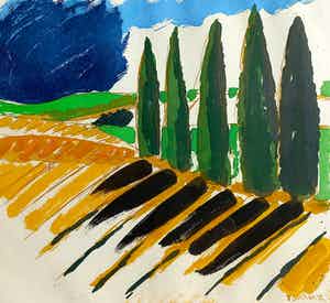 Jan Cremer - Toscana VI, aquatint ets (netjes ingelijst) verkocht voor € 325!