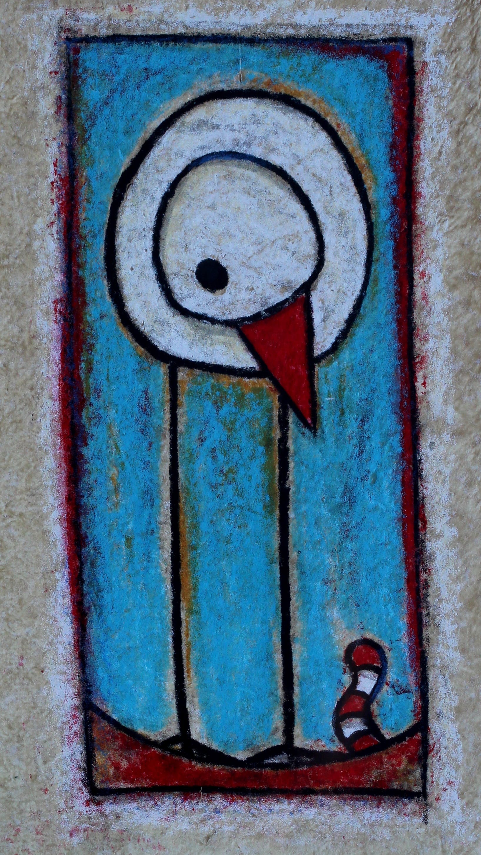 Hans Innemee - ingelijste zeefdruk: Bird, Worm - 2000 verkocht voor € 150!