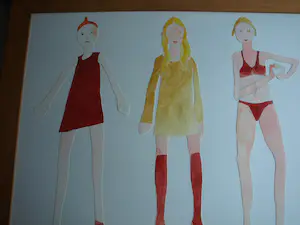 Vanessa Beecroft - Collage en acrylverf , Jonge vrouwen 1 – ingelijst, 94 x 134 cm - 1993 kopen? Bied vanaf 750!