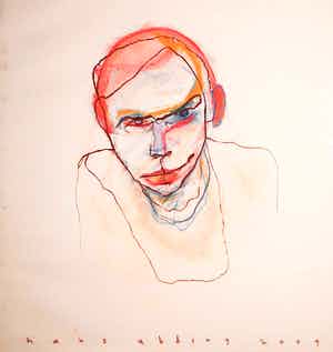 Hans Abbing - Tekening in pastelkrijt, Zonder titel verkocht voor € 1!