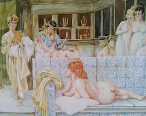 Niet of onleesbaar gesigneerd - J.C. van der Does- Badende dames kopen? Bied vanaf 1!