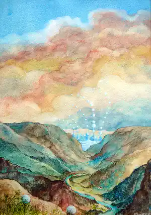 Machteld Hooyen - Summerballad -aquarel circa 1980- verkocht voor € 35!