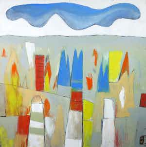 Philip Vencken - Olieverf op doek, Abstract landscape (Groot) verkocht voor € 100!