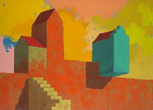 Leo van den Herik - Acryl op doek, De blauwe kamer kopen? Bied vanaf 1!