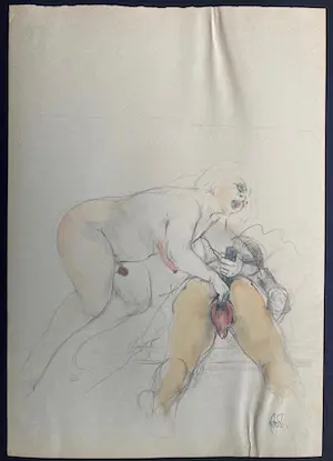 Rolfdieter Schiedrum - Explizit erotisches surrealistisches Original Aquarell mit Bleistift signiert kopen? Bied vanaf 75!