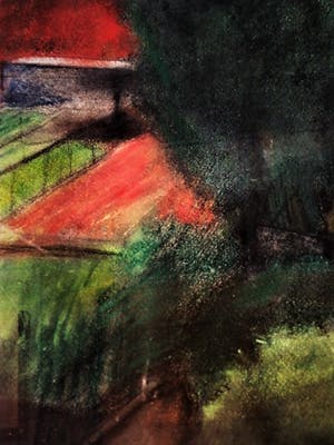 Cees Bolding - Krachtig impressionistisch Pastel "West Fries Landschap" gesigneerd kopen? Bied vanaf 10!