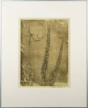 Wout van Heusden - Ets, Zonder titel - Ingelijst verkocht voor € 35!