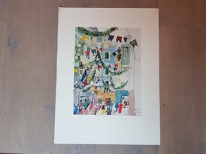 Raoul Dufy - Bevlagde straat in Nizza 1928, litho kopen? Bied vanaf 65!