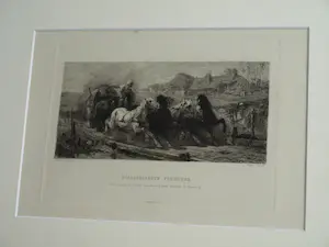William Unger - Ets naar een schilderij van Adolf Schreyer , Wallachisches Fuhrwerk – ca 1880 kopen? Bied vanaf 10!
