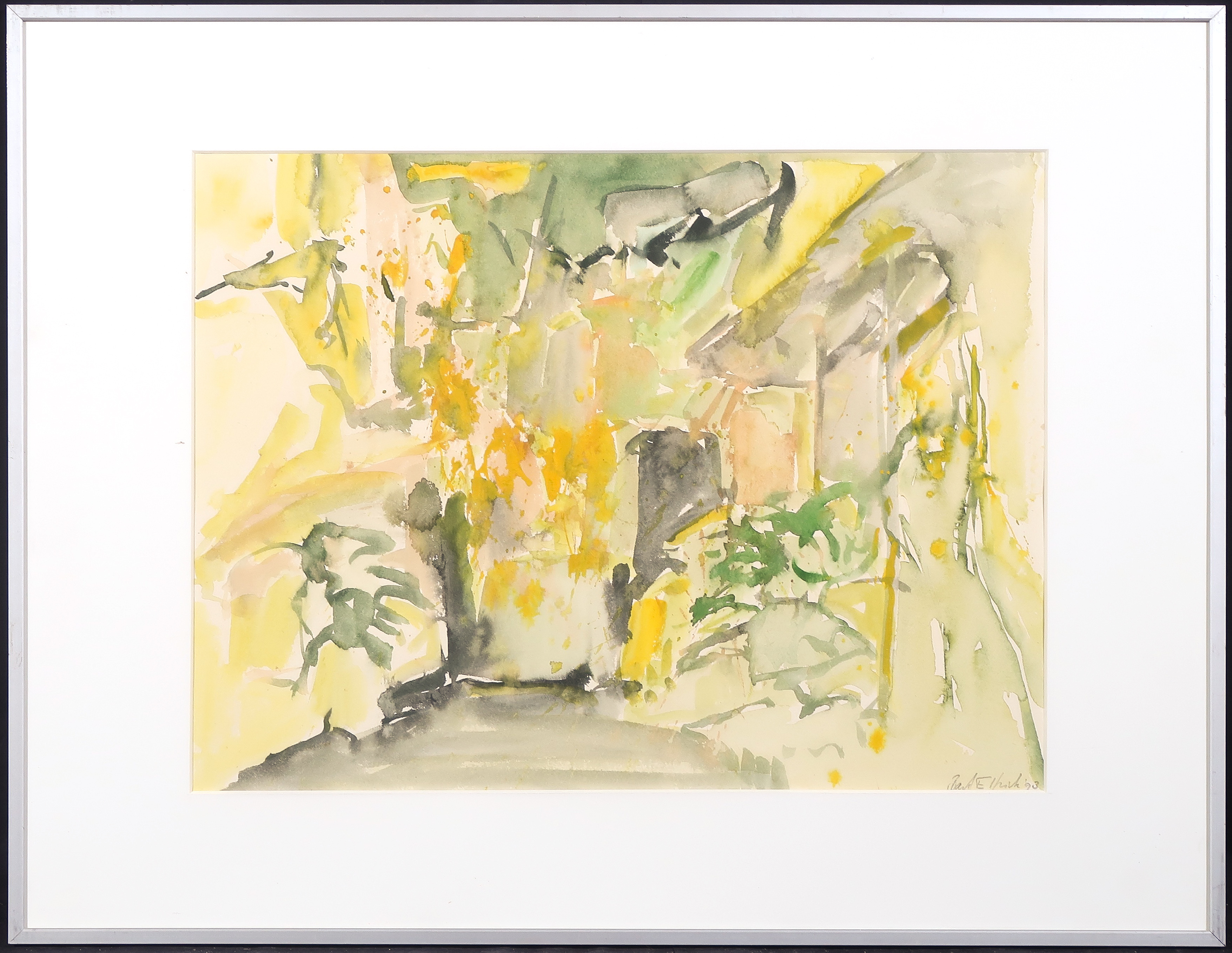 Bart Elfrink - Aquarel, Zomer in Ubbergen - Ingelijst verkocht voor € 40!