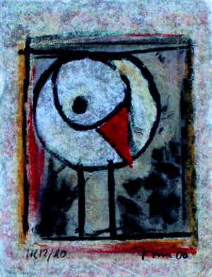 Hans Innemee - ingelijste zeefdruk: vogel - 2000 verkocht voor € 79!