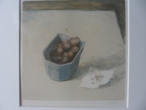 Mart Kempers - Kleurenlitho met een schaal met kersen. kopen? Bied vanaf 40!
