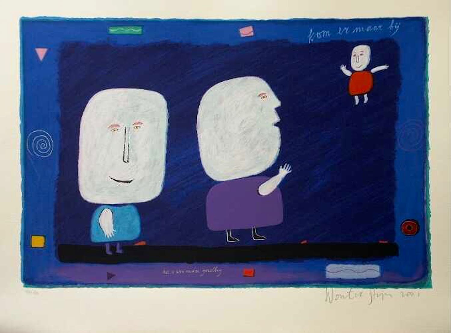 Wouter Stips - Kleurenzeefdruk. KOM ER MAAR BIJ HET IS HIER REUZE GEZELLIG. verkocht voor € 110!