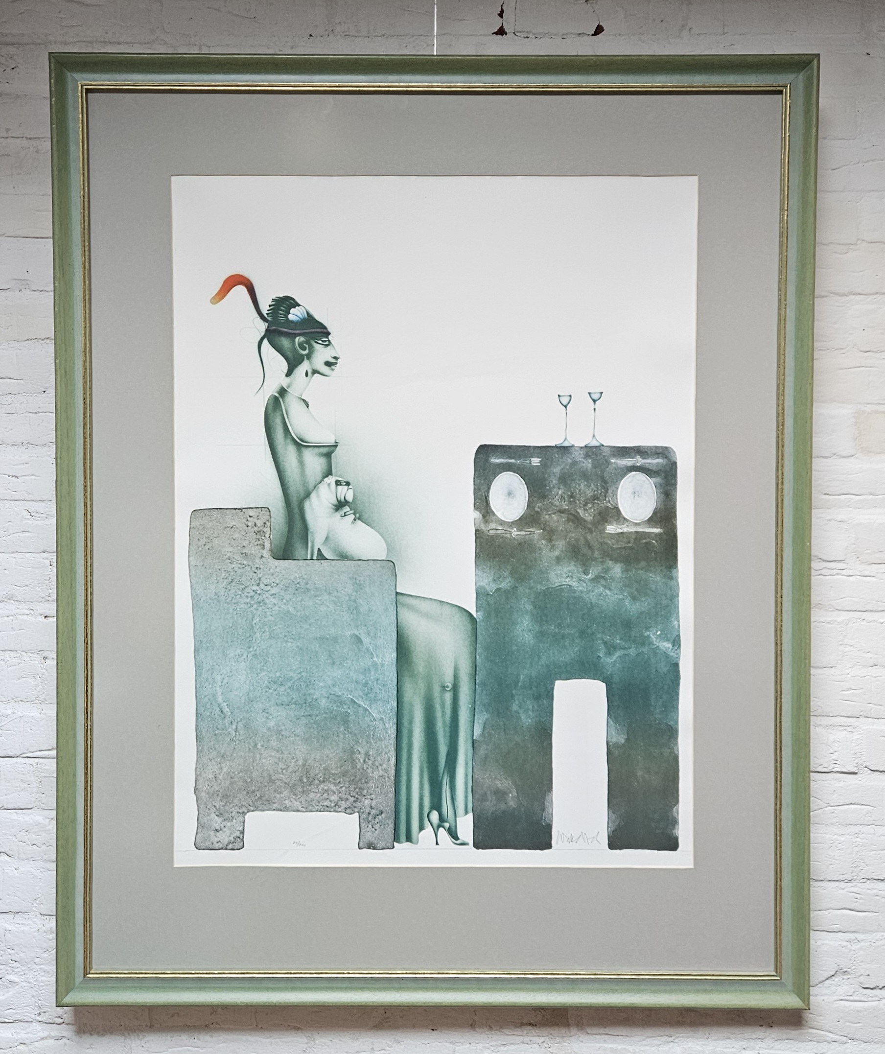 Paul Wunderlich - Dame mit Hut und Hund bei Tisch kaufen? Bieten Sie von 300!