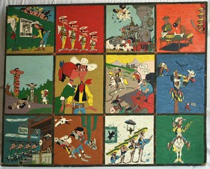 Curiosa - 12 Uit linoleum gesneden covers Lucky Luke – Groot – jaren ‘70 kopen? Bied vanaf 1!