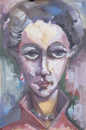 Joe Wols - Acryl op papier, Portret dame kopen? Bied vanaf 1!