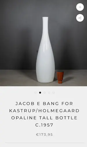 Jacob Eiler Bang - Opaline Fles met teak dop - voor Kastrup kopen? Bied vanaf 85!