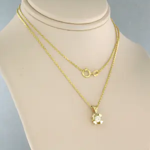 14k gouden collier met solitair hanger met bolsjewiek geslepen diamant 0,20ct kopen? Bied vanaf 220!