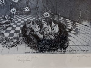 Jan Krejci - Ingelijste ets: Empty Room - 1987 kopen? Bied vanaf 75!