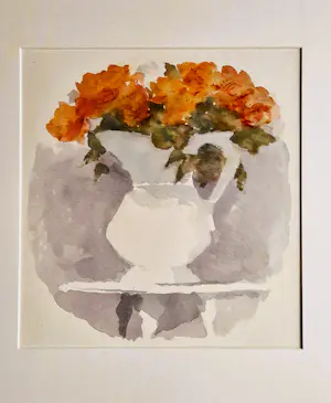 Mart Kempers - Grote Aquarel - boeket rozen - gesigneerd - 1988 - in passe partout kopen? Bied vanaf 41!
