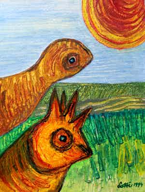 Lotti van der Gaag - acryl op papier - 1994 verkocht voor € 395!