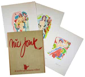 Nic Jonk - Portfolio met drie zeefdrukken - De nereïden grootschermer holland verkocht voor € 100!