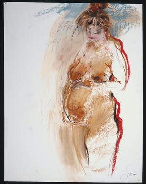 Franscz Witte - Olieverf en krijt op papier, Zonder titel kopen? Bied vanaf 1!