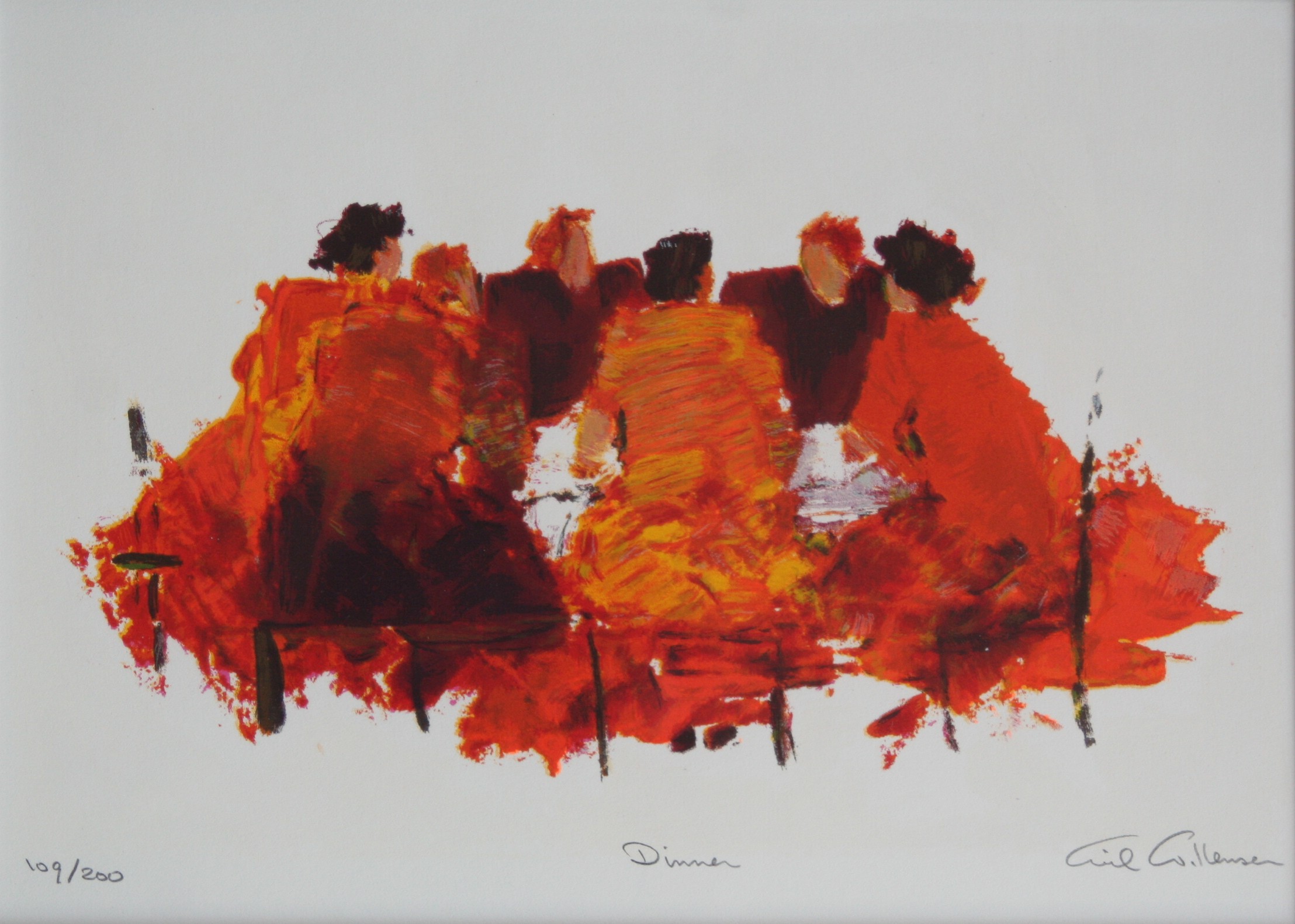 Wil Willemsen - zeefdruk dinner - gesigneerd verkocht voor € 50!