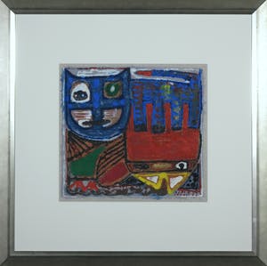 Onno de Graaf - Monoprint, Kat haan - Ingelijst kopen? Bied vanaf 1!