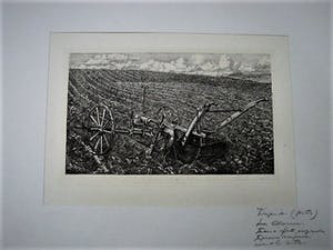 Pieter Dupont - Prachtig gedetailleerde "Ploeg in weiland" eau forte Ets - kopen? Bied vanaf 49!
