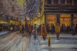 Jan Beaufort - stadsgezicht met figuren kopen? Bied vanaf 10!