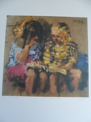Rob Houdijk - Offset-litho, "Samen lezen". kopen? Bied vanaf 35!